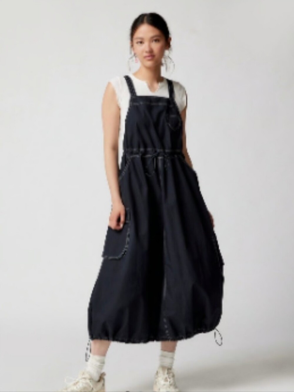 Urban Outfitters BDG Autumn Poplin Utility Midi Dress Sz S(2-6 Black 100% Cotton